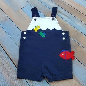 Florence Eiseman Fish Shortalls Size 24m